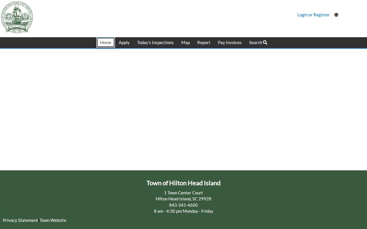 Hilton Head Island ZIP code directory reference to Town EnerGov self service